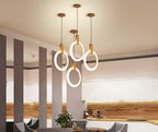 HALO Wood Ring LED Chandelier Dimmable Dining Room Living Room Staircase — 1 to 5 Rings