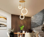 HALO Wood Ring LED Chandelier Dimmable Dining Room Living Room Staircase — 1 to 5 Rings