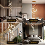 HALO Wood Ring LED Chandelier Dimmable Dining Room Living Room Staircase — 1 to 5 Rings