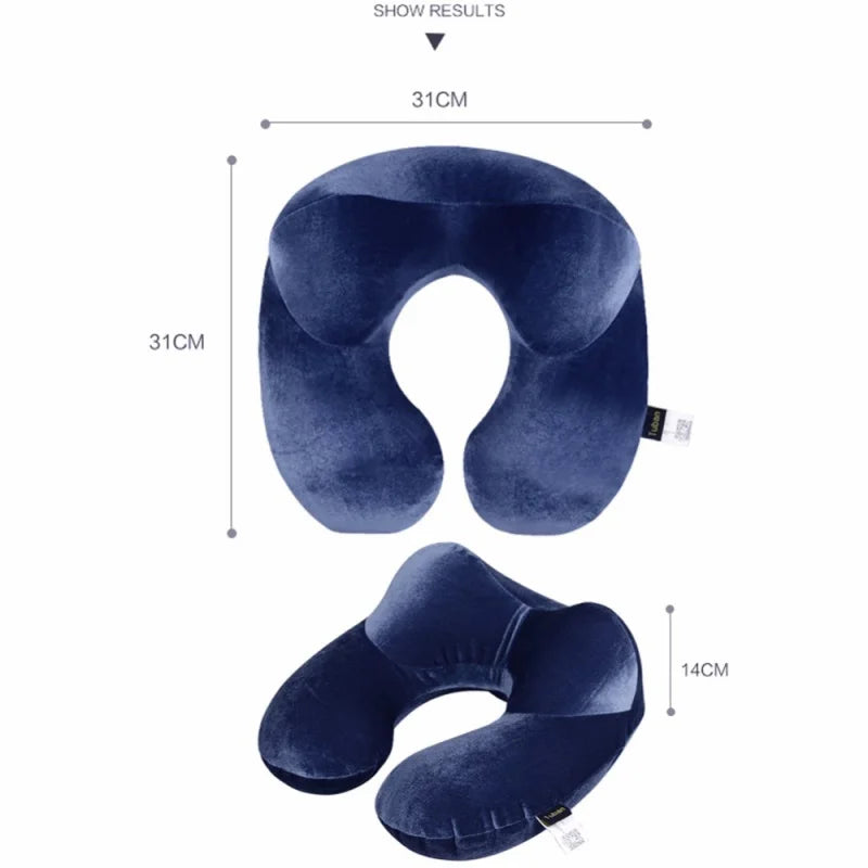 Inflatable Travel Neck Pillow – Soft U-Shaped Neck Support Pillow for Flights