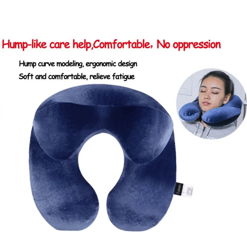 Inflatable Travel Neck Pillow – Soft U-Shaped Neck Support Pillow for Flights