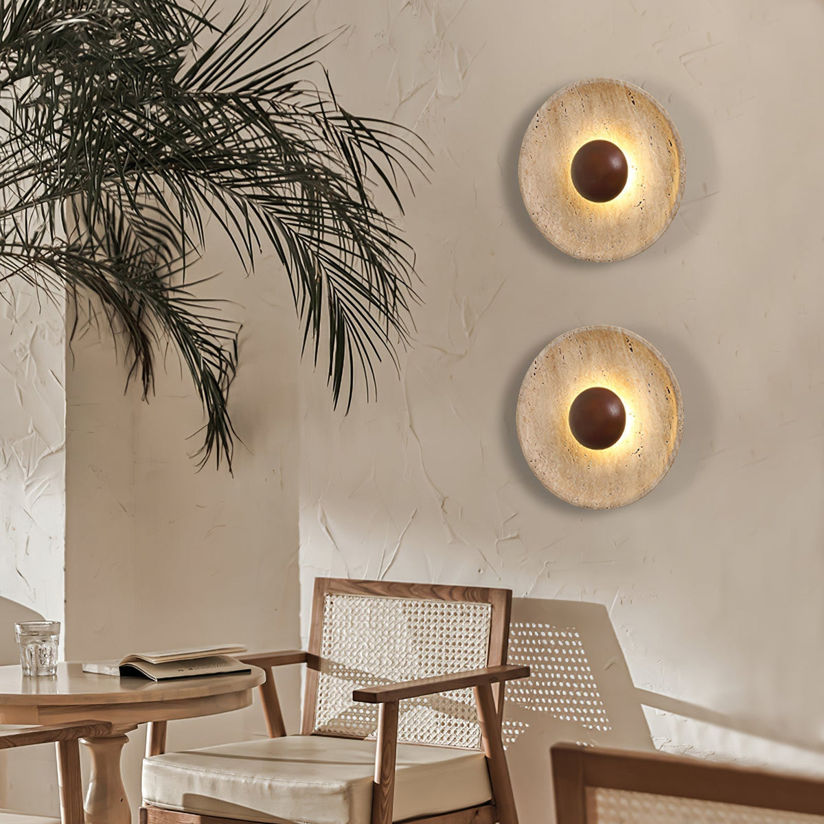 Ritta Sun Travertine Wall Light – Elegant Natural Stone Accent Lighting