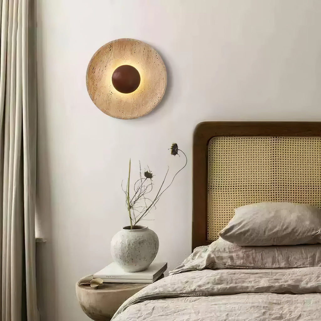 Ritta Sun Travertine Wall Light – Elegant Natural Stone Accent Lighting