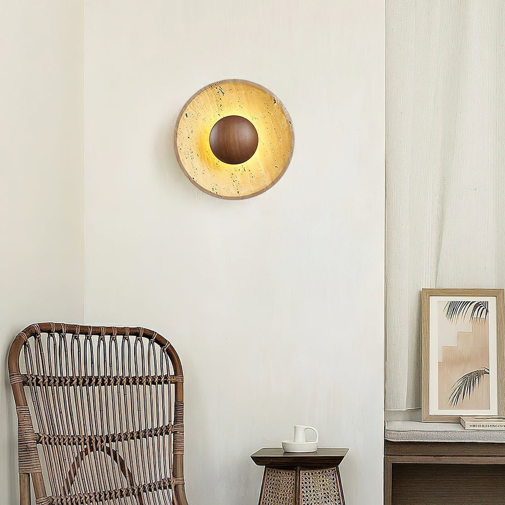 Ritta Sun Travertine Wall Light – Elegant Natural Stone Accent Lighting