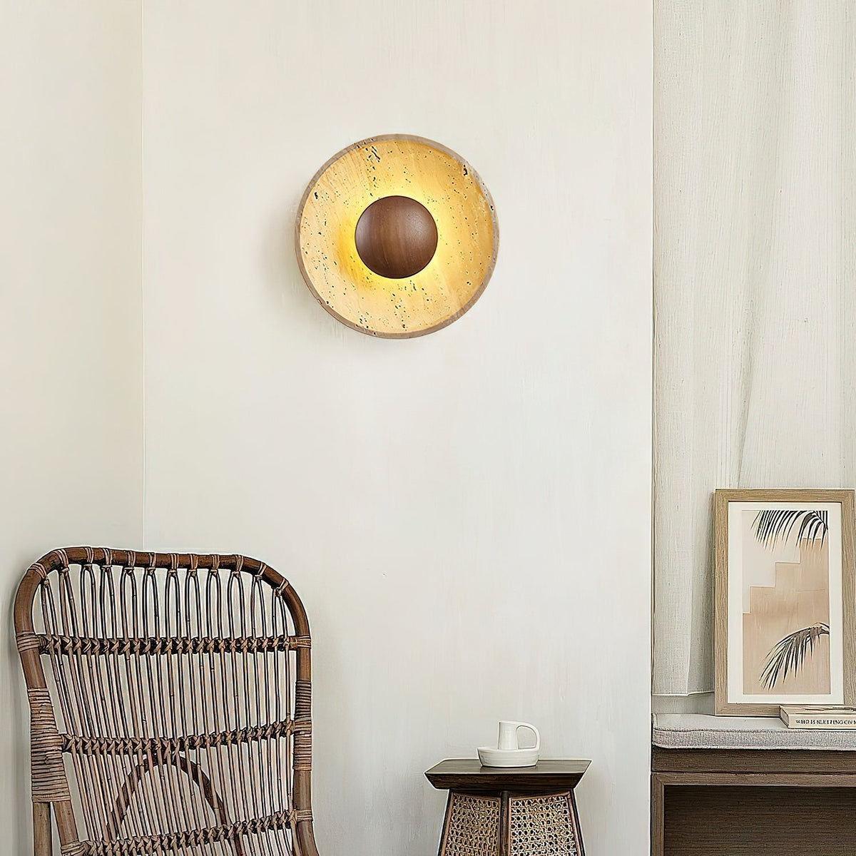 Ritta Sun Travertine Wall Light – Elegant Natural Stone Accent Lighting