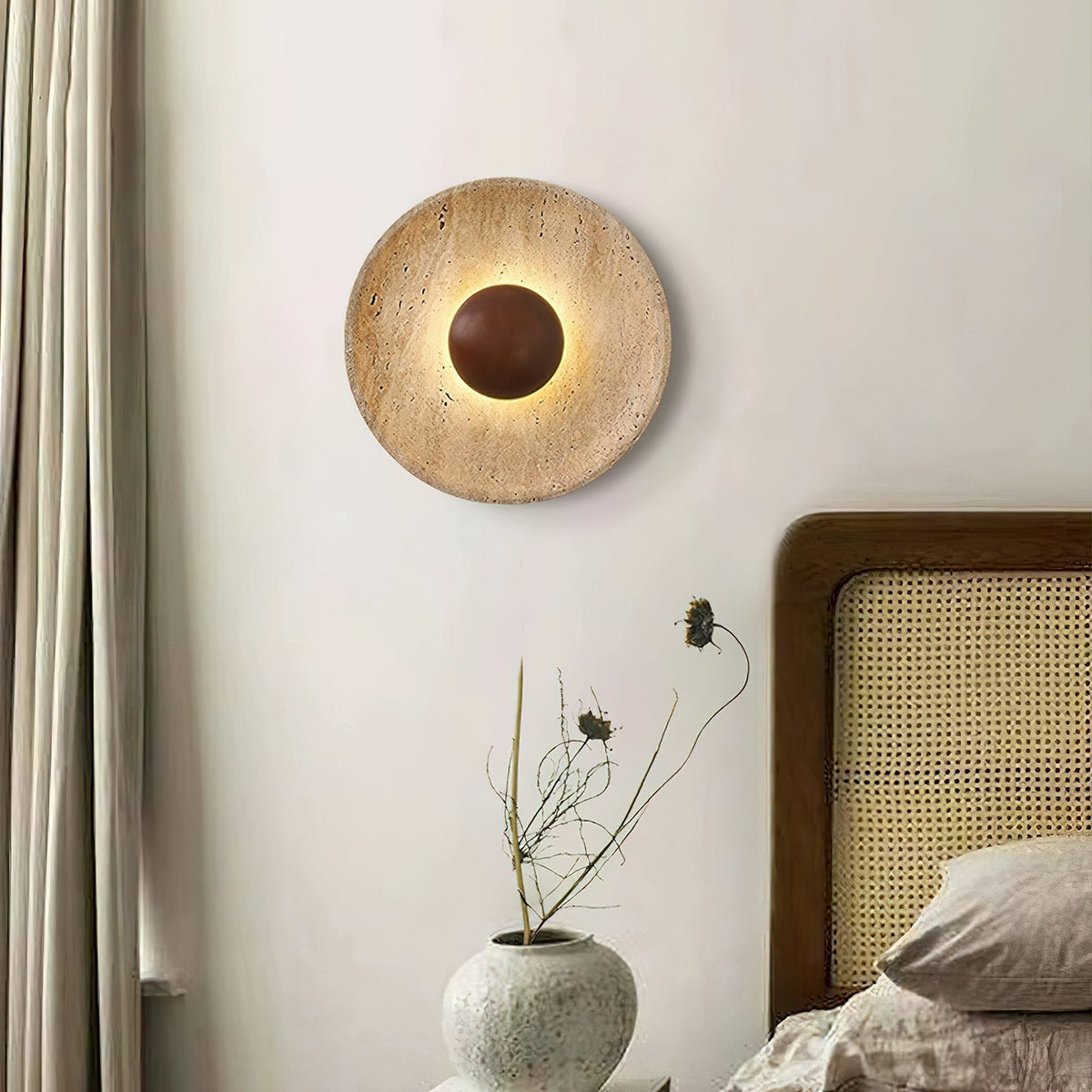 Ritta Sun Travertine Wall Light – Elegant Natural Stone Accent Lighting