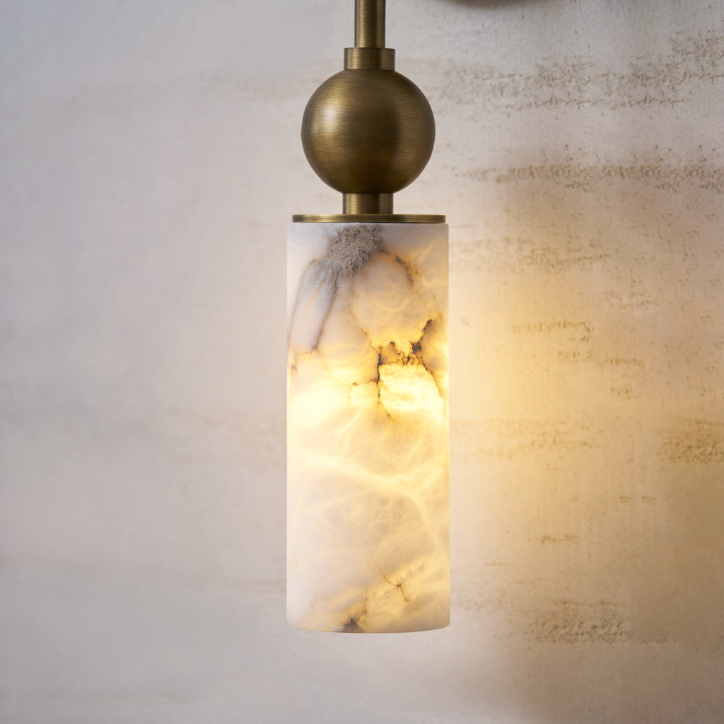 Harlin Alabaster Wall Lamp Brass Black Nickel Hallway Bedroom Bathroom — 1 to 2 Heads