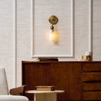 Harlin Alabaster Wall Lamp Brass Black Nickel Hallway Bedroom Bathroom — 1 to 2 Heads