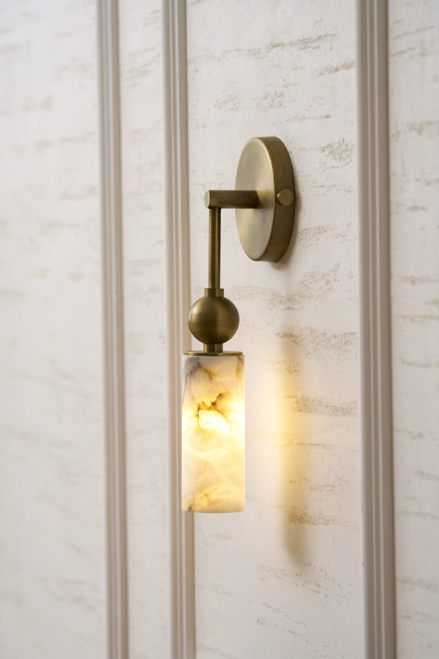 Harlin Alabaster Wall Lamp Brass Black Nickel Hallway Bedroom Bathroom — 1 to 2 Heads