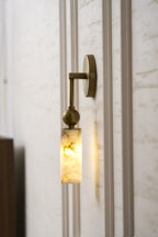 Harlin Alabaster Wall Lamp Brass Black Nickel Hallway Bedroom Bathroom — 1 to 2 Heads