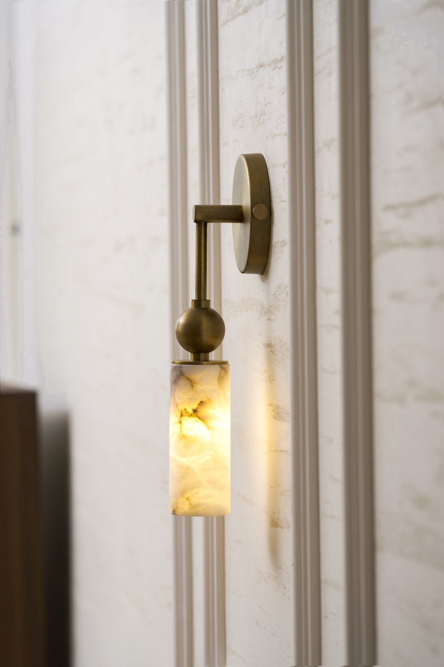 Harlin Alabaster Wall Lamp Brass Black Nickel Hallway Bedroom Bathroom — 1 to 2 Heads