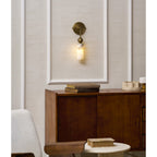 Harlin Alabaster Wall Lamp Brass Black Nickel Hallway Bedroom Bathroom — 1 to 2 Heads