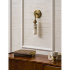 Harlin Alabaster Wall Lamp Brass Black Nickel Hallway Bedroom Bathroom — 1 to 2 Heads
