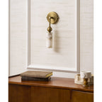 Harlin Alabaster Wall Lamp Brass Black Nickel Hallway Bedroom Bathroom — 1 to 2 Heads