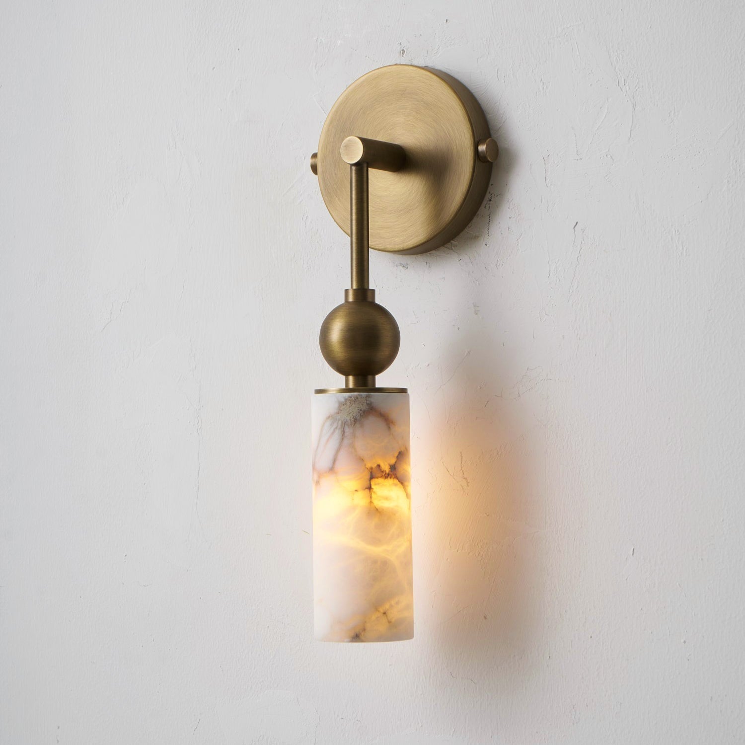 Harlin Alabaster Wall Lamp Brass Black Nickel Hallway Bedroom Bathroom — 1 to 2 Heads