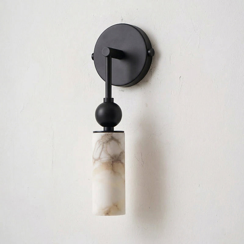 Harlin Alabaster Wall Lamp Brass Black Nickel Hallway Bedroom Bathroom — 1 to 2 Heads