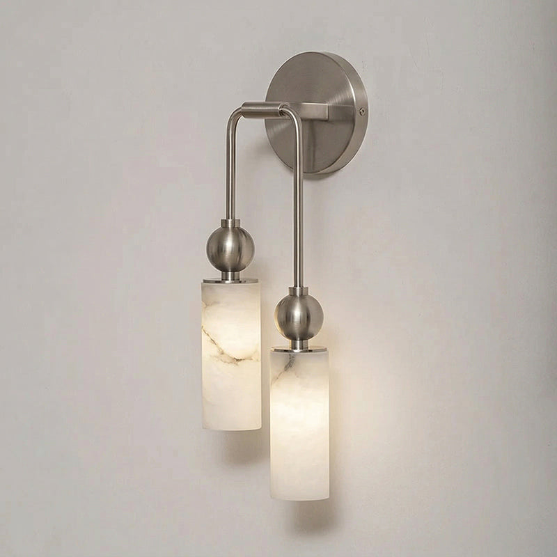Harlin Alabaster Wall Lamp Brass Black Nickel Hallway Bedroom Bathroom — 1 to 2 Heads