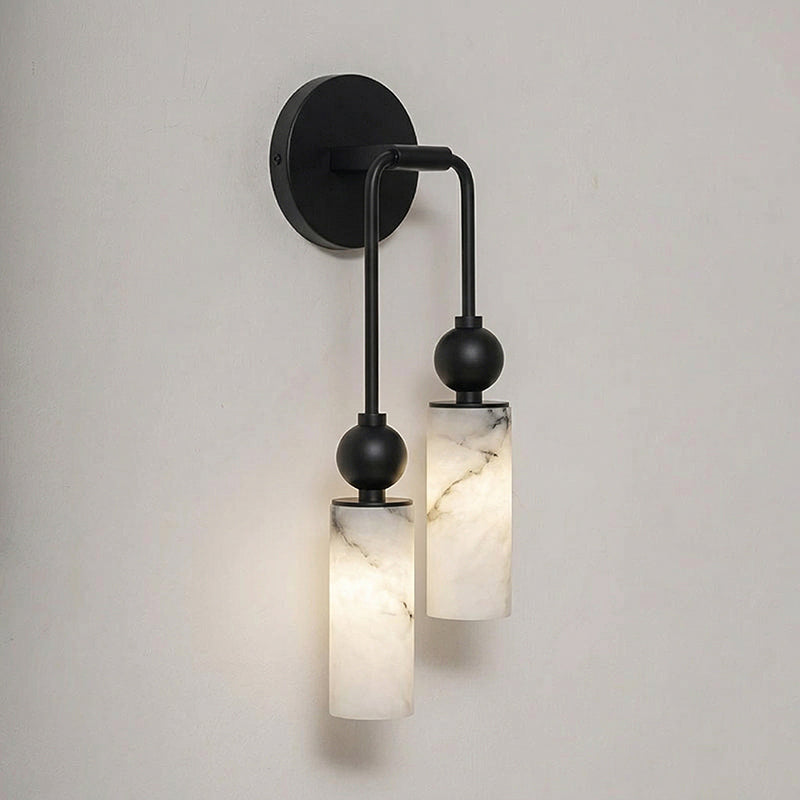Harlin Alabaster Wall Lamp Brass Black Nickel Hallway Bedroom Bathroom — 1 to 2 Heads