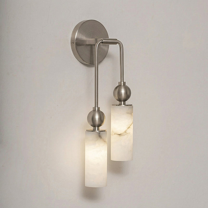 Harlin Alabaster Wall Lamp Brass Black Nickel Hallway Bedroom Bathroom — 1 to 2 Heads