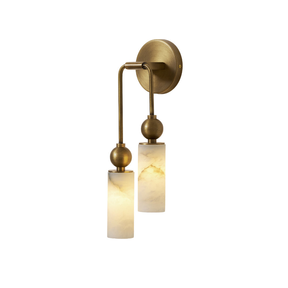Harlin Alabaster Wall Lamp Brass Black Nickel Hallway Bedroom Bathroom — 1 to 2 Heads