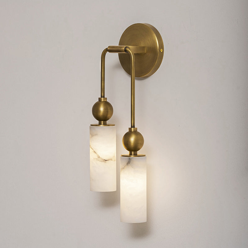 Harlin Alabaster Wall Lamp Brass Black Nickel Hallway Bedroom Bathroom — 1 to 2 Heads