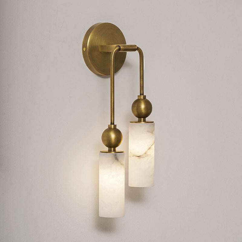 Harlin Alabaster Wall Lamp Brass Black Nickel Hallway Bedroom Bathroom — 1 to 2 Heads