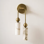 Harlin Alabaster Wall Lamp Brass Black Nickel Hallway Bedroom Bathroom — 1 to 2 Heads
