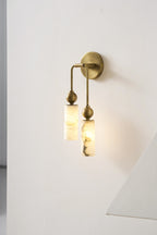 Harlin Alabaster Wall Lamp Brass Black Nickel Hallway Bedroom Bathroom — 1 to 2 Heads