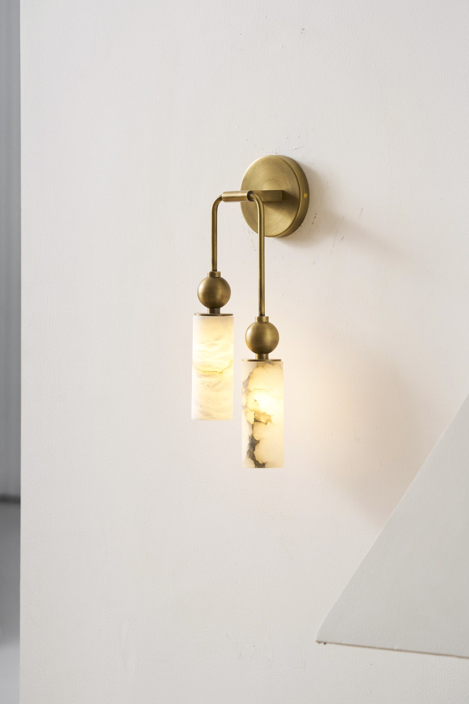 Harlin Alabaster Wall Lamp Brass Black Nickel Hallway Bedroom Bathroom — 1 to 2 Heads