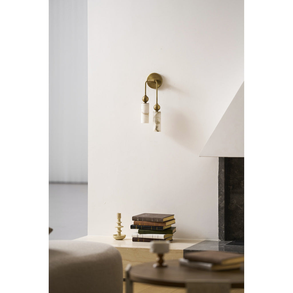 Harlin Alabaster Wall Lamp Brass Black Nickel Hallway Bedroom Bathroom — 1 to 2 Heads