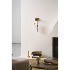 Harlin Alabaster Wall Lamp Brass Black Nickel Hallway Bedroom Bathroom — 1 to 2 Heads