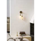 Harlin Alabaster Wall Lamp Brass Black Nickel Hallway Bedroom Bathroom — 1 to 2 Heads