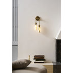 Harlin Alabaster Wall Lamp Brass Black Nickel Hallway Bedroom Bathroom — 1 to 2 Heads