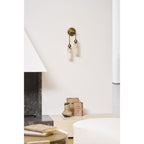 Harlin Alabaster Wall Lamp Brass Black Nickel Hallway Bedroom Bathroom — 1 to 2 Heads