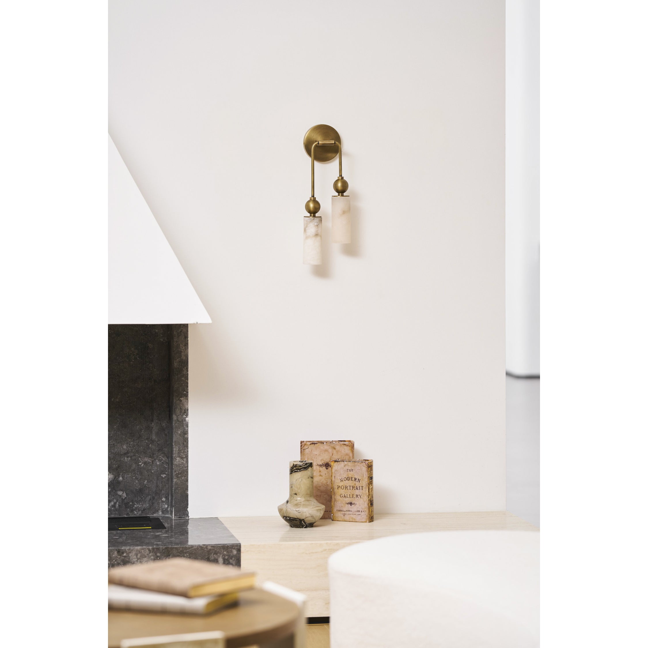 Harlin Alabaster Wall Lamp Brass Black Nickel Hallway Bedroom Bathroom — 1 to 2 Heads