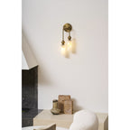 Harlin Alabaster Wall Lamp Brass Black Nickel Hallway Bedroom Bathroom — 1 to 2 Heads