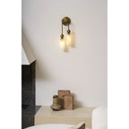 Harlin Alabaster Wall Lamp Brass Black Nickel Hallway Bedroom Bathroom — 1 to 2 Heads