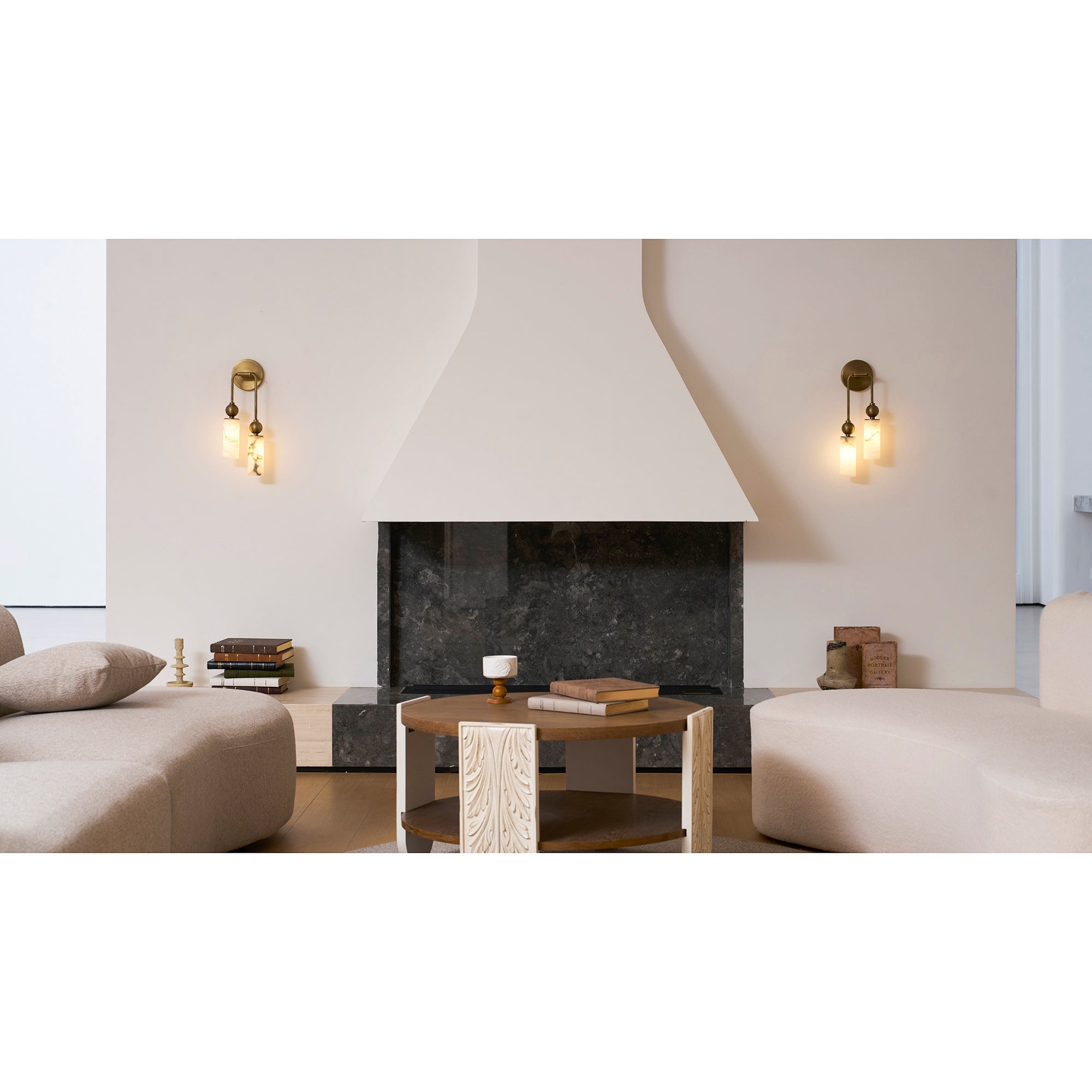 Harlin Alabaster Wall Lamp Brass Black Nickel Hallway Bedroom Bathroom — 1 to 2 Heads