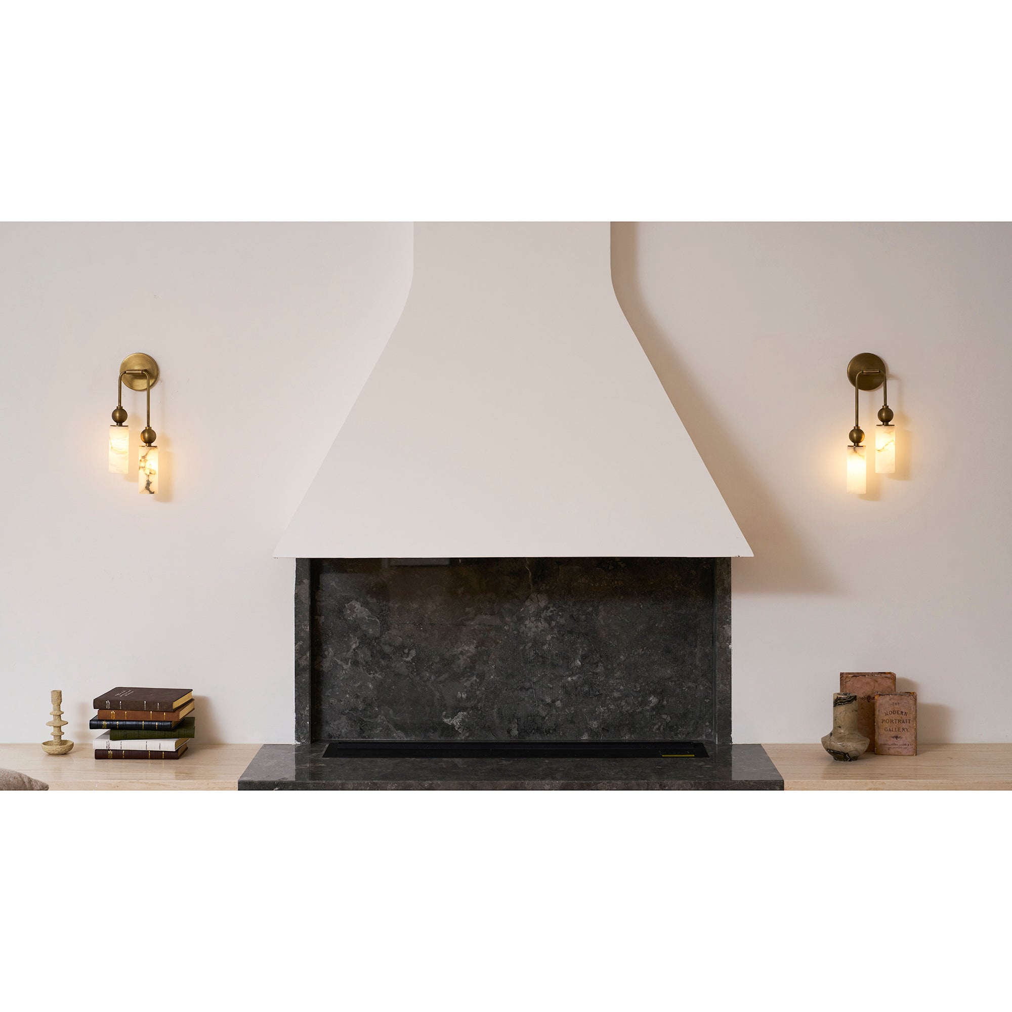 Harlin Alabaster Wall Lamp Brass Black Nickel Hallway Bedroom Bathroom — 1 to 2 Heads