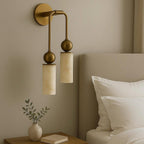 Harlin Alabaster Wall Lamp Brass Black Nickel Hallway Bedroom Bathroom — 1 to 2 Heads