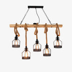 Quoro Hemp Rope Industrial Grenade Chandelier