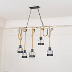 Quoro Hemp Rope Industrial Grenade Chandelier