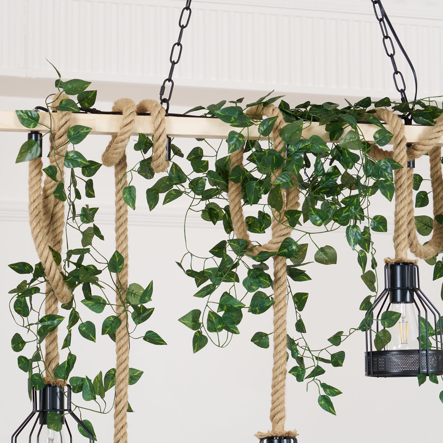 Quoro Hemp Rope Industrial Grenade Chandelier