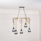 Quoro Hemp Rope Industrial Grenade Chandelier