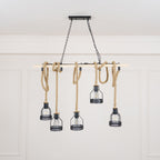 Quoro Hemp Rope Industrial Grenade Chandelier