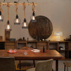 Quoro Hemp Rope Industrial Grenade Chandelier