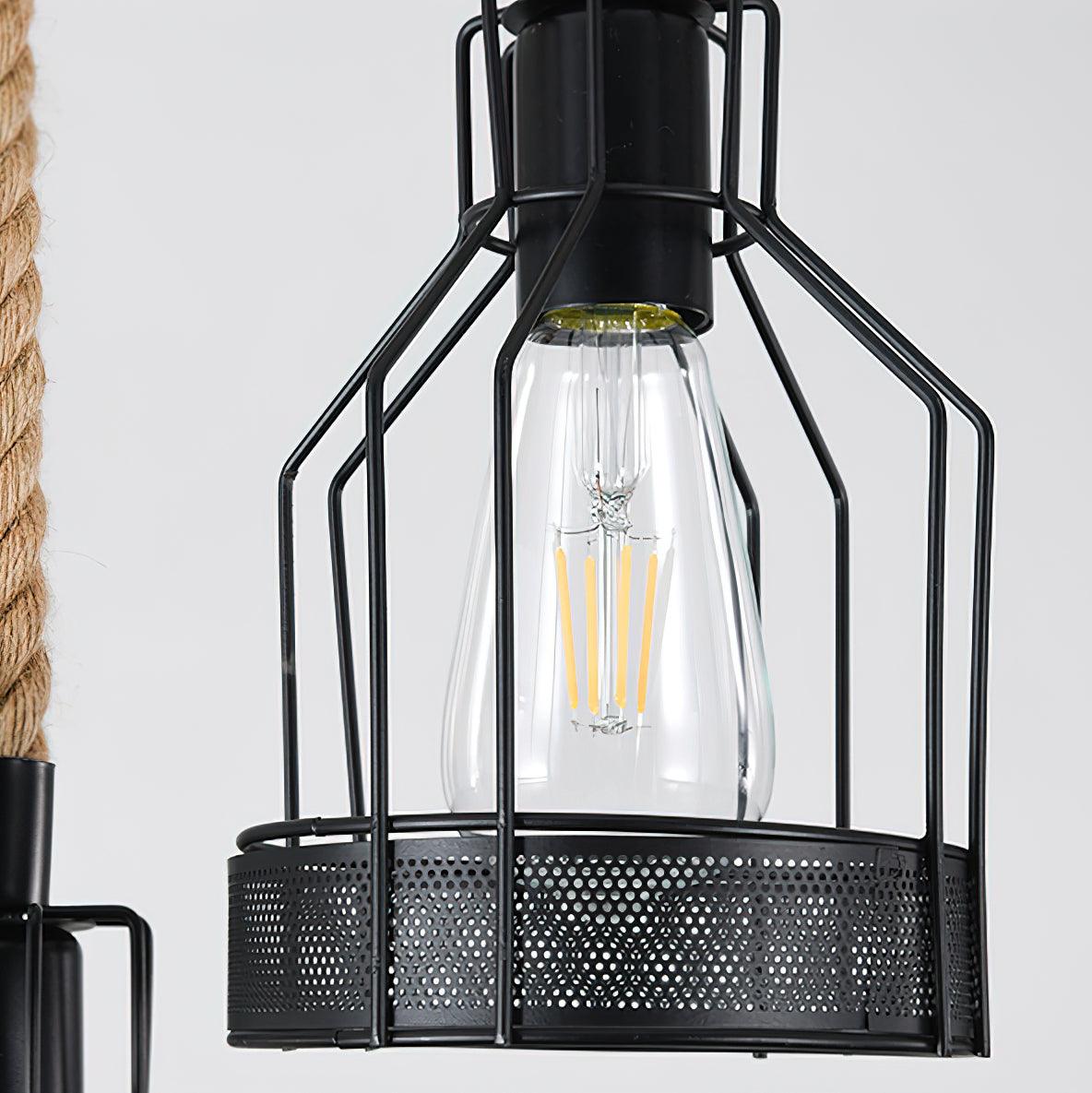 Quoro Hemp Rope Industrial Grenade Chandelier