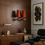 Hour Rho Wall Lamp Fabric Shade Modern Bedroom Living Room — Walnut White Green Red 1 to 2 Heads