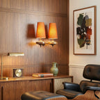 Hour Rho Wall Lamp Fabric Shade Modern Bedroom Living Room — Walnut White Green Red 1 to 2 Heads