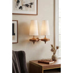Hour Rho Wall Lamp Fabric Shade Modern Bedroom Living Room — Walnut White Green Red 1 to 2 Heads